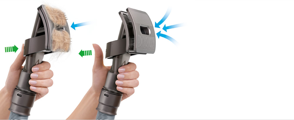 Loose hair goes straight into the vacuum