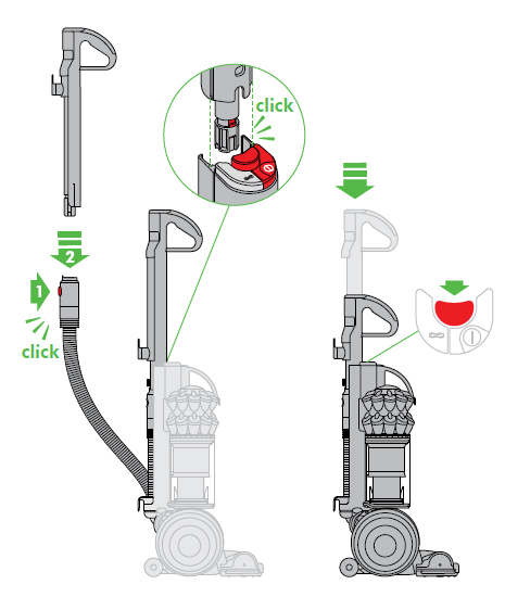 diagram showing how to fit the wand and hose