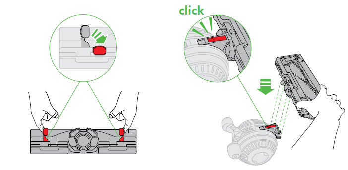 diagram showing how to refit the soleplate and cleanerhead