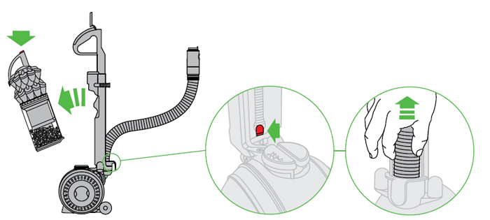 diagram showing how to remove the hose