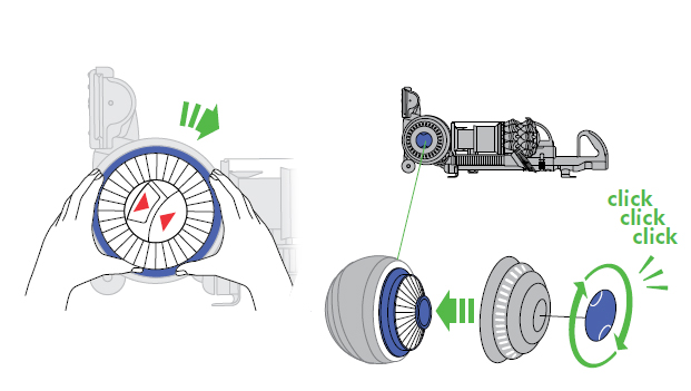 diagram showing how to replace filter B