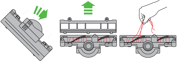 diagram showing you how to turn over the cleanerhead