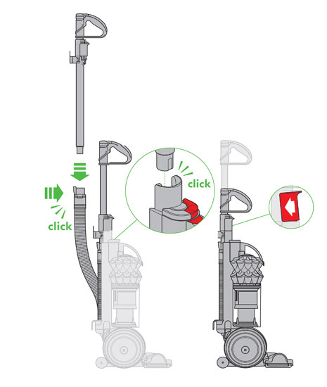 diagram showing how to fit the wand and hose