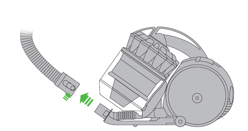 diagram showing how to remove the hose from the hose inlet