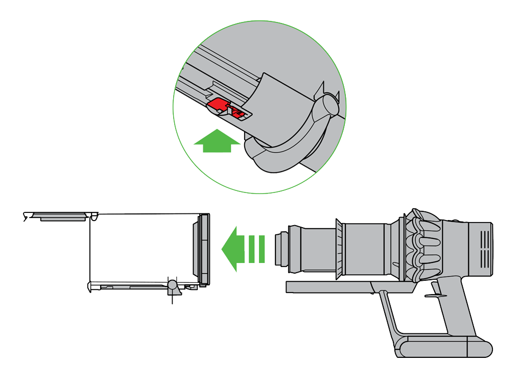 Remove clear bin and check cyclone Dyson V10 Support dyson.co.nz